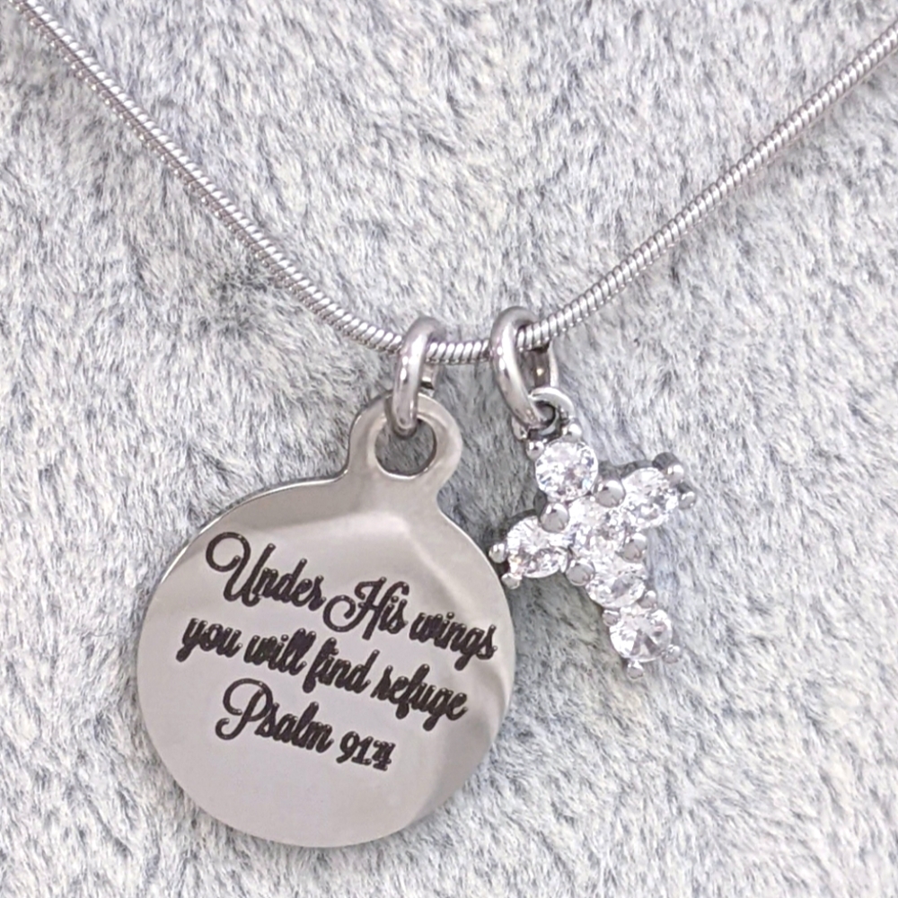 Christian Bible Verse Scripture Cross Necklace